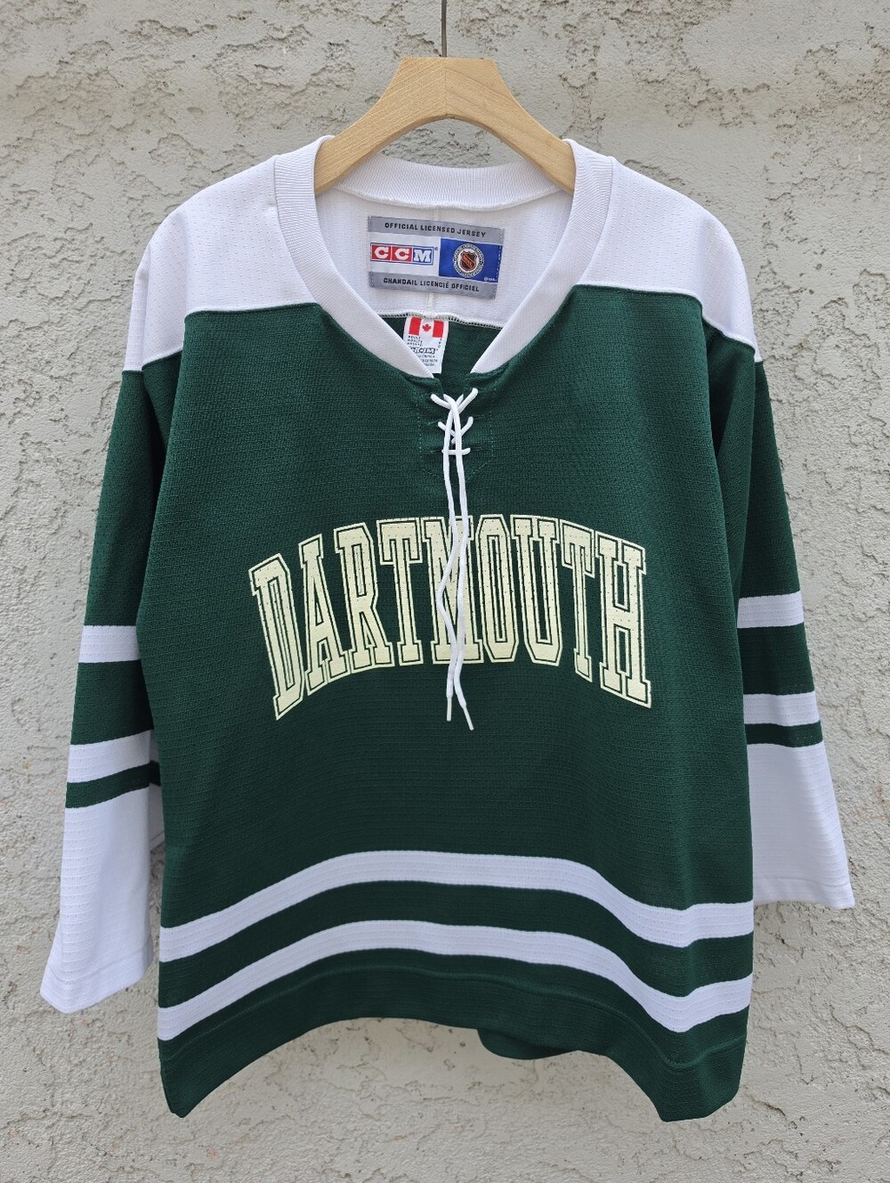 Vintage Dartmouth College CCM Hockey Jersey Mens S Small Green Made in Canada